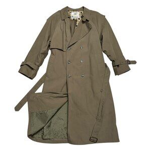 LONDON FOG Retro Y2K Luxury Designer Long Trench Water Resistant Coat Mens Large